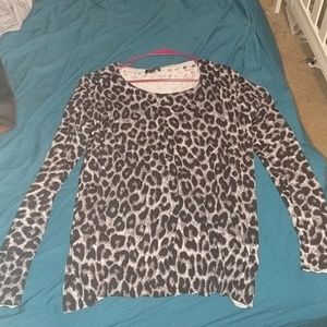 Gray leopard print sweater